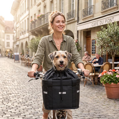 Panier Vélo Chien (Jusqu'à 8kg) - Fixation Guidon Sécurisée