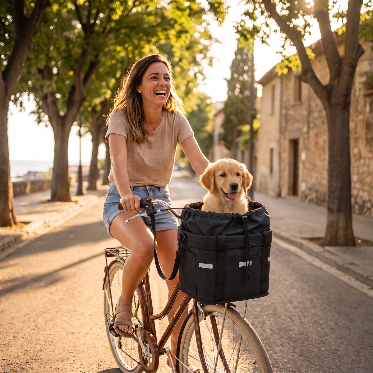 Panier Vélo Chien (Jusqu'à 8kg) - Fixation Guidon Sécurisée